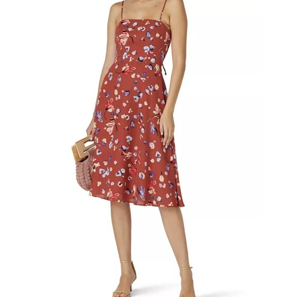 HUTCH Declan Floral Sleeveless Square Neck Knee Length‎ Cami Dress Size 4 - Picture 1 of 12